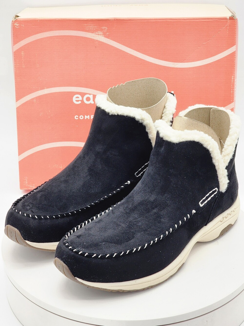Easy Spirit Setuva2 Black Suede Faux Fur Ankle Boots Women’s Size 9.5 M Comfort - Picture 7 of 10